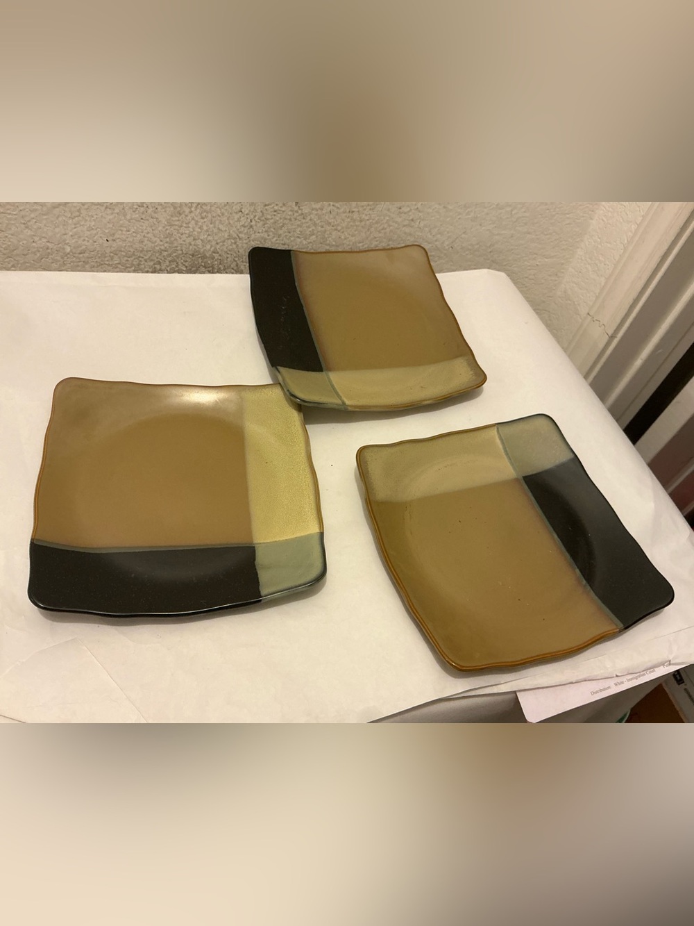 Sango Gold Dust Black. 5022 Square Dinner Salad Plate 8.25” Square Lot Of 3 A2